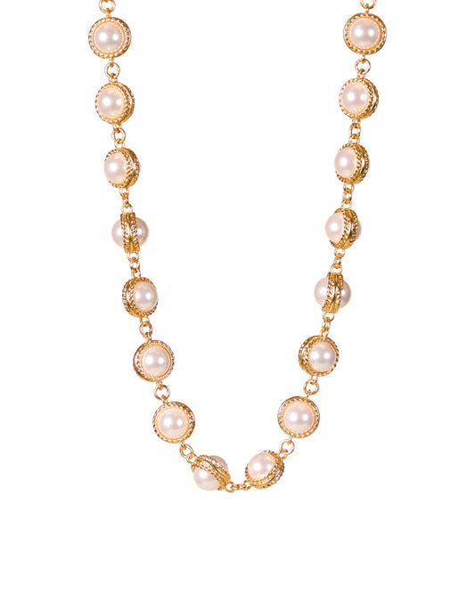 Golden Pearl Charm Necklace