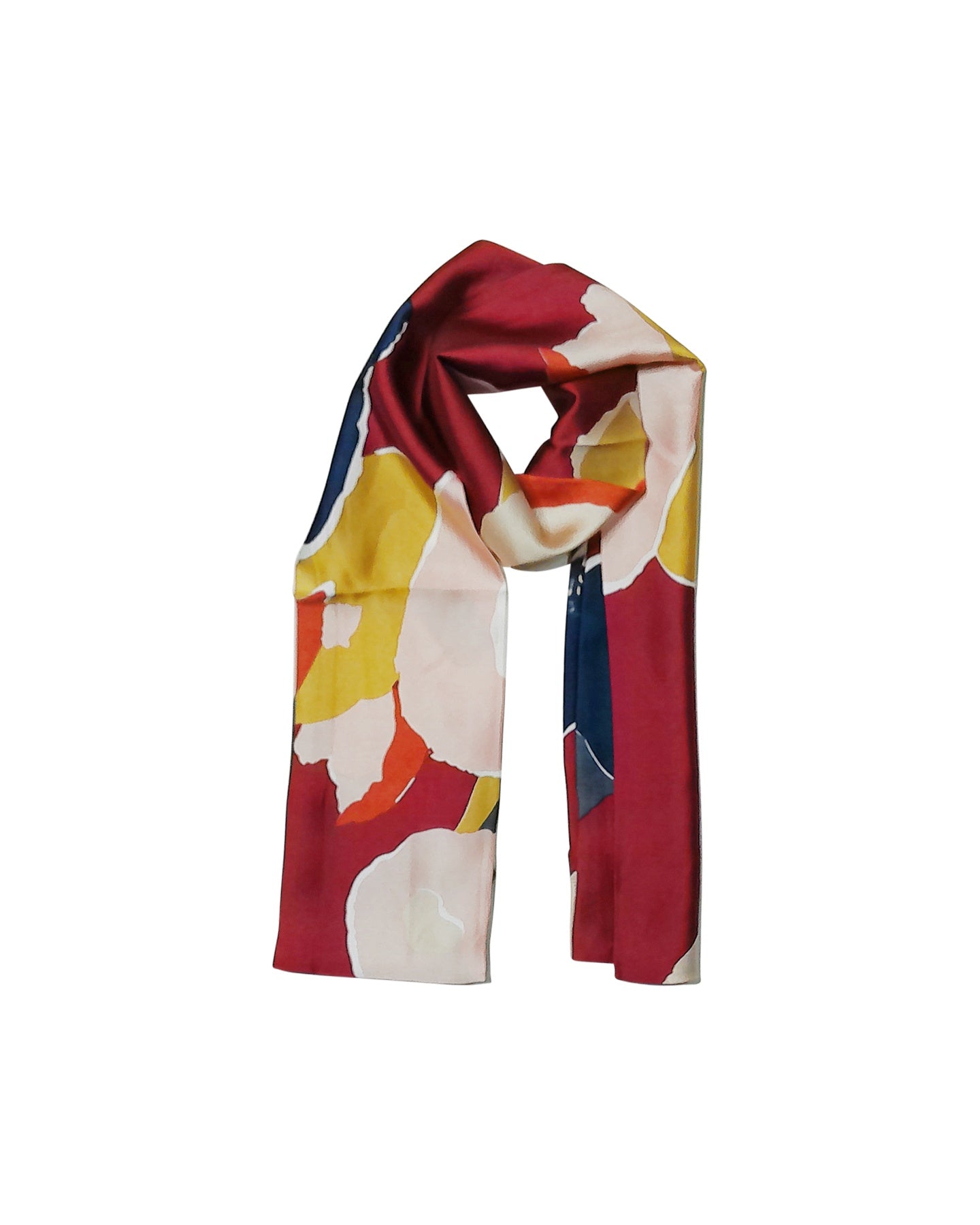 Scarf Floral Narrow Scarf with Color Blocking