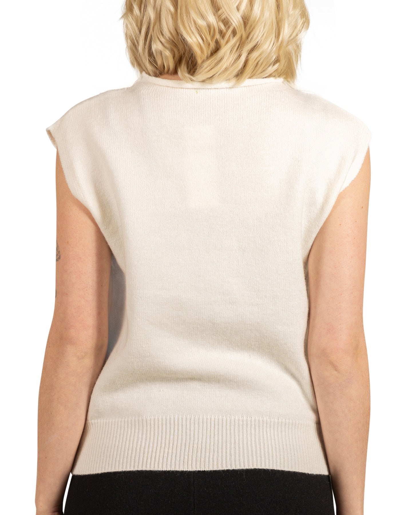 Ivory Sleeveless Crew Neck Top