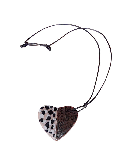 Resin Heart Pendant Brown Necklace