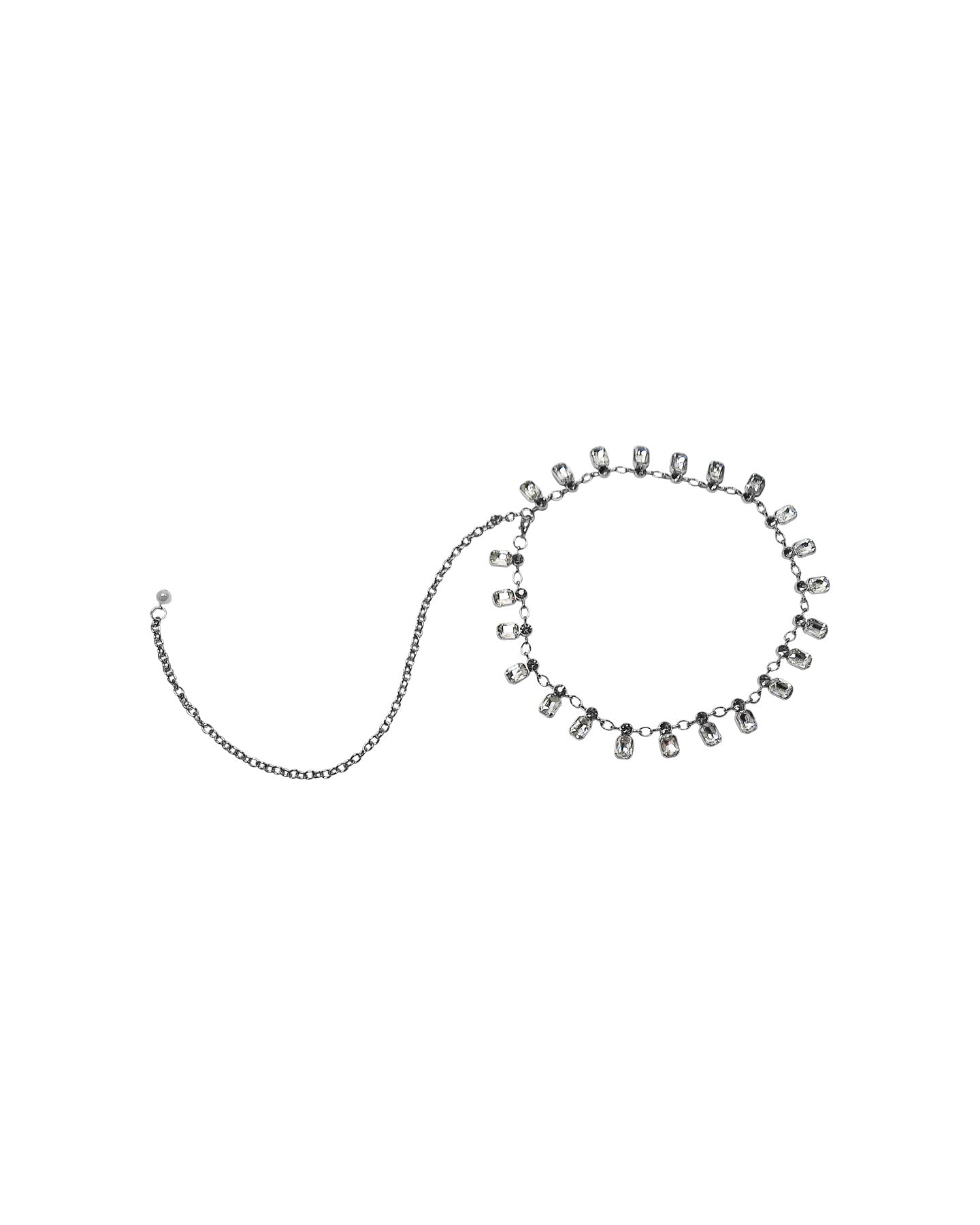 Silver Rhinestone Drop Chain Belt