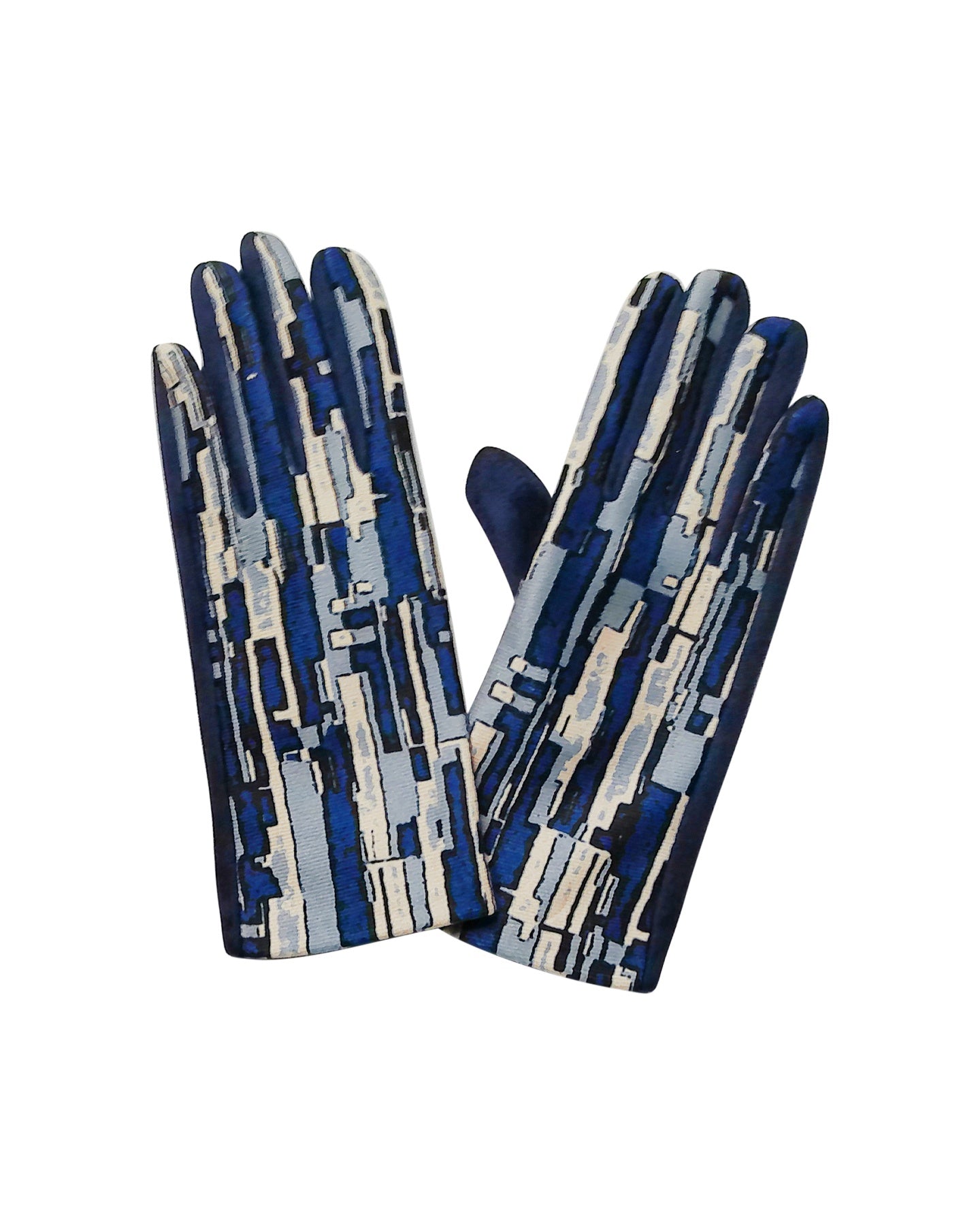 Gants Bleus à Motif avec Fonction Tactile