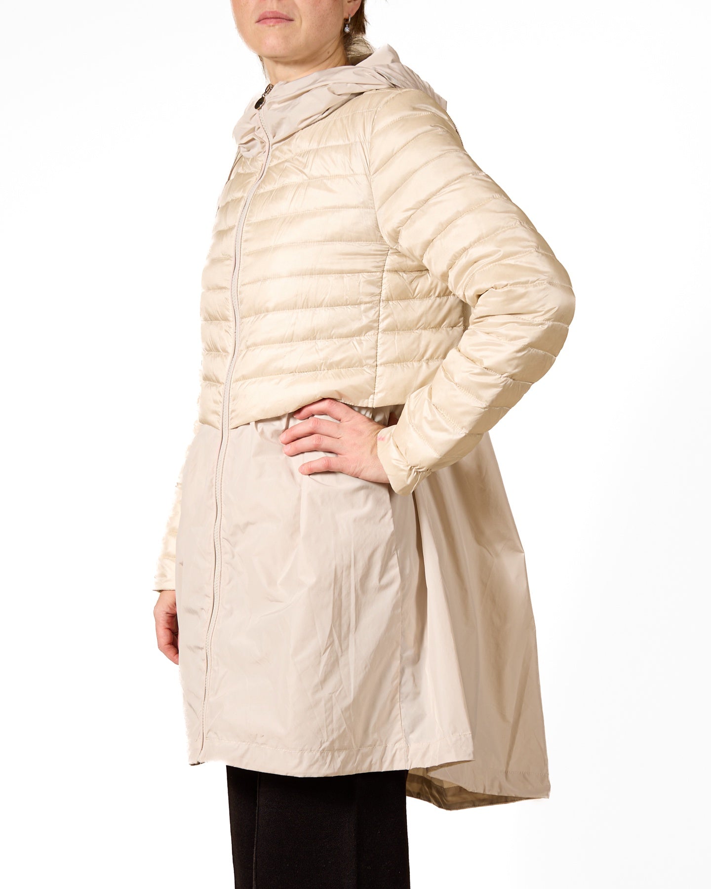 White Long Quilted Top Vest with Hood