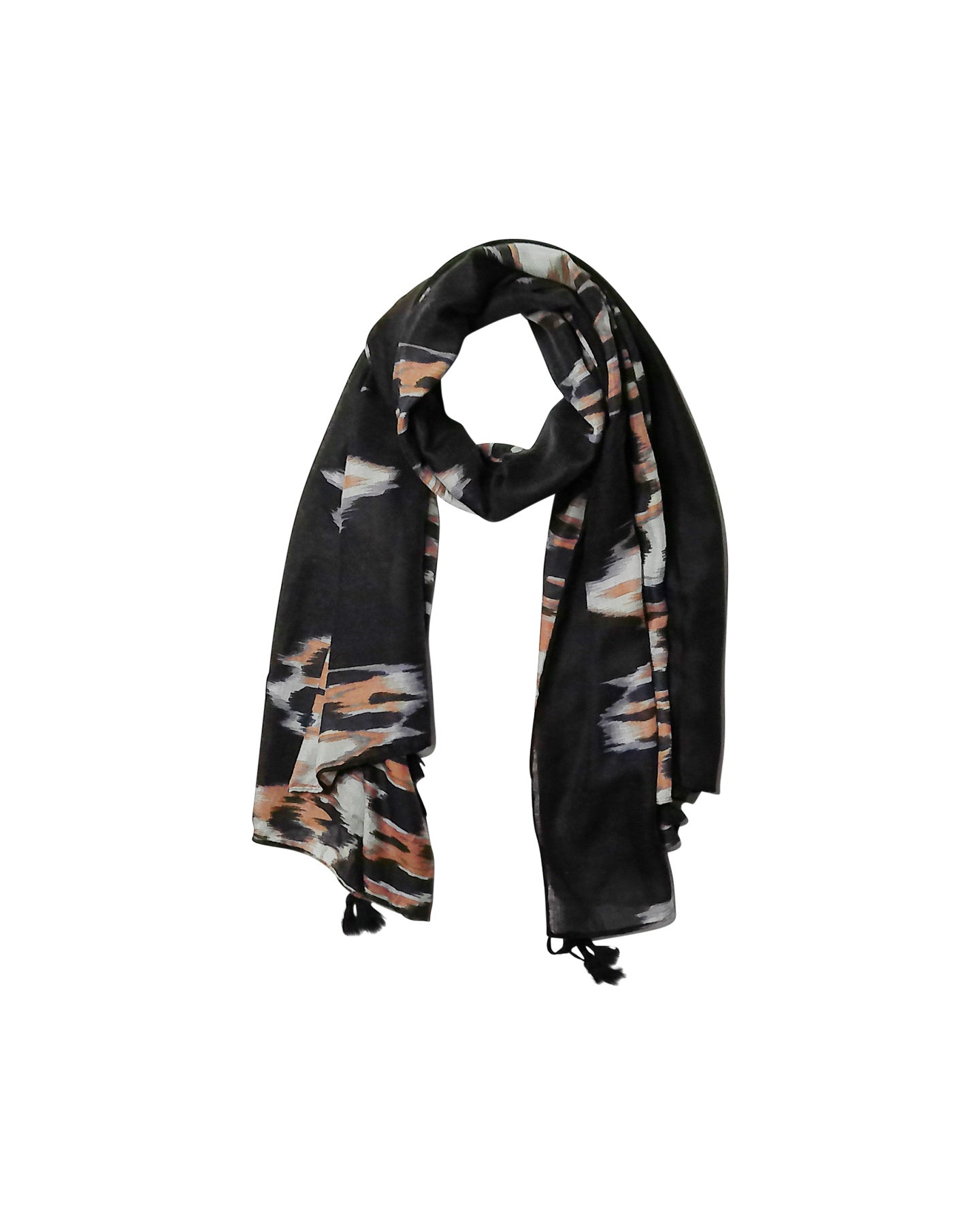 Ikat Print Scarf Orange & Black