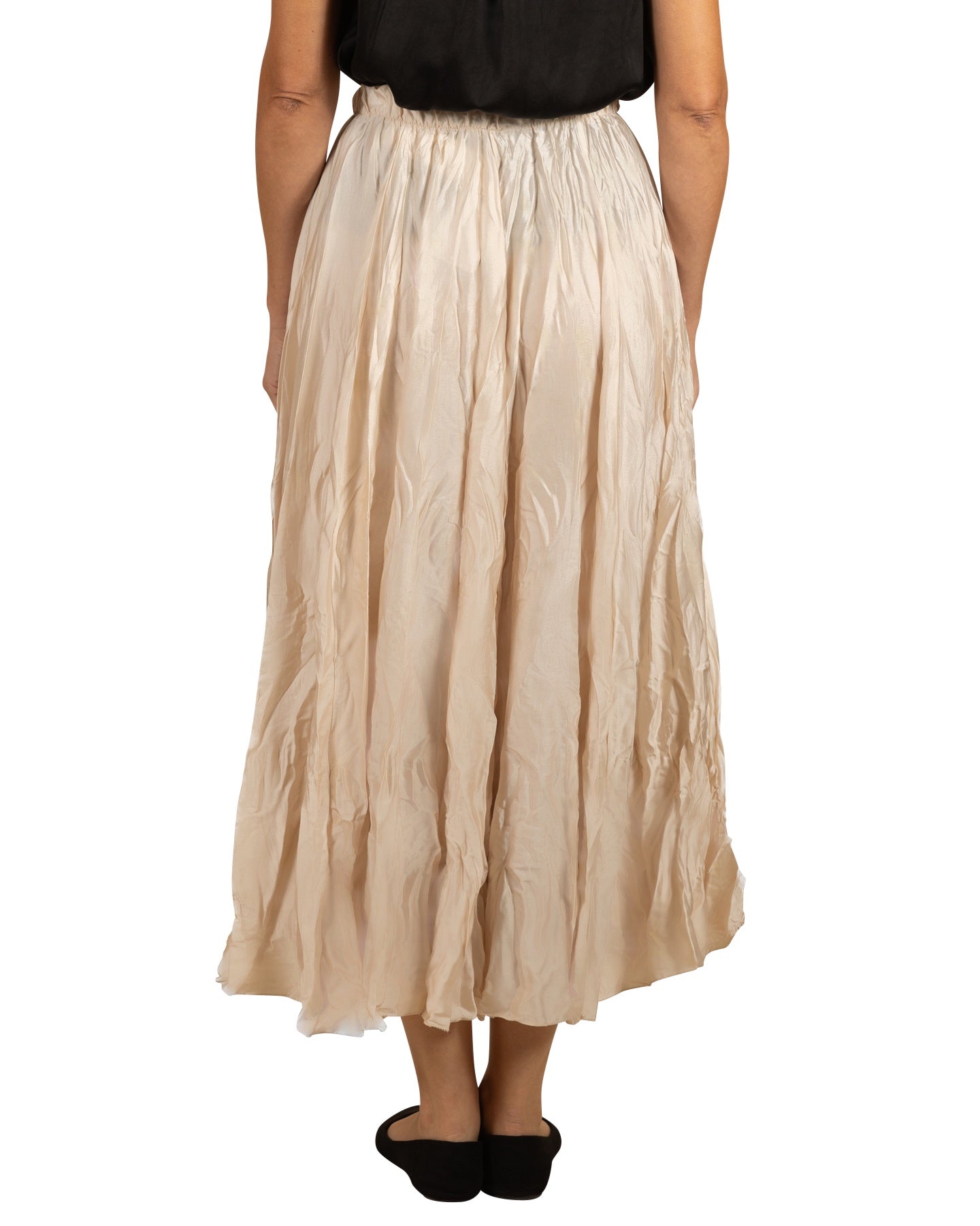 Beige Pull On CriNeckle Maxi Skirt