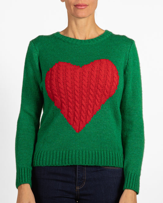 Cable Knit Heart Sweater Gucci Green