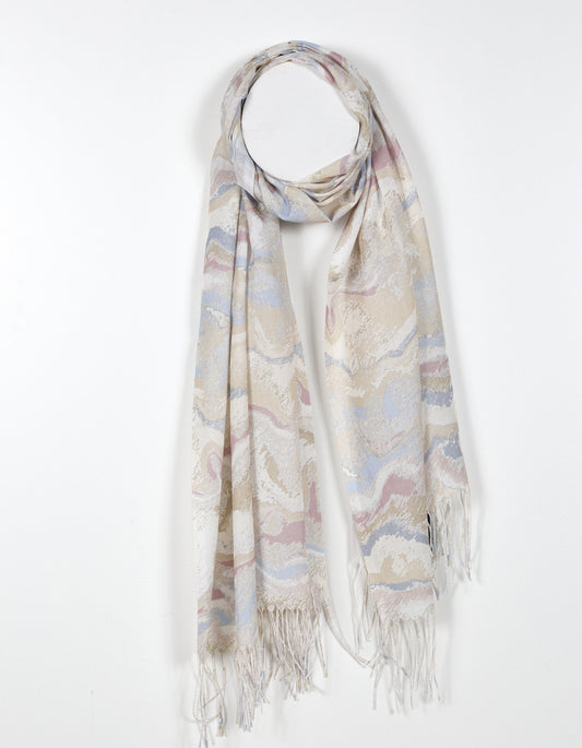 Taupe Pastel Swirl Print Scarf