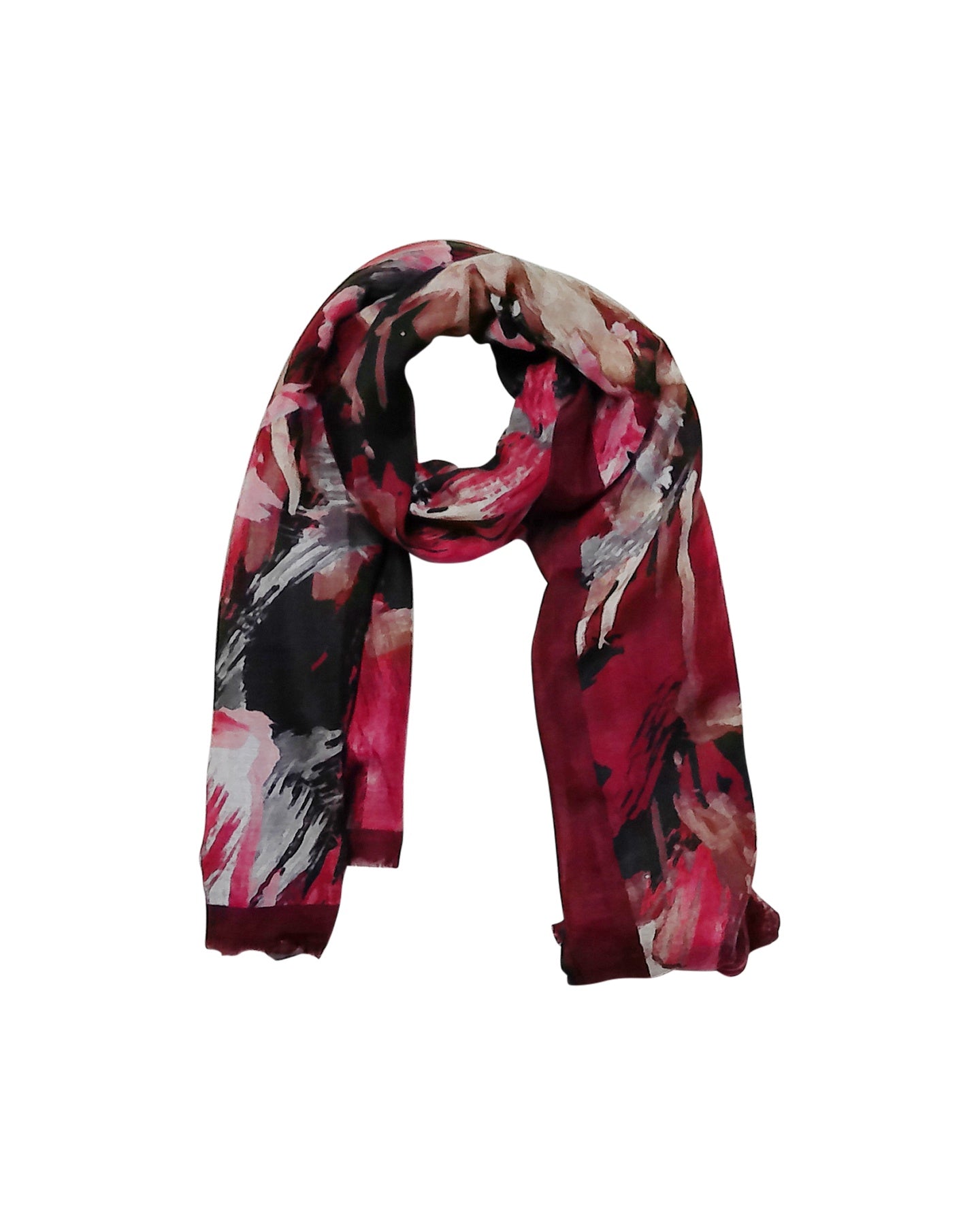 Red Abstract Brushstroke Scarf