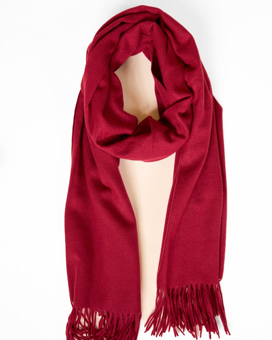 Classic Fringe Scarf - Deep Red