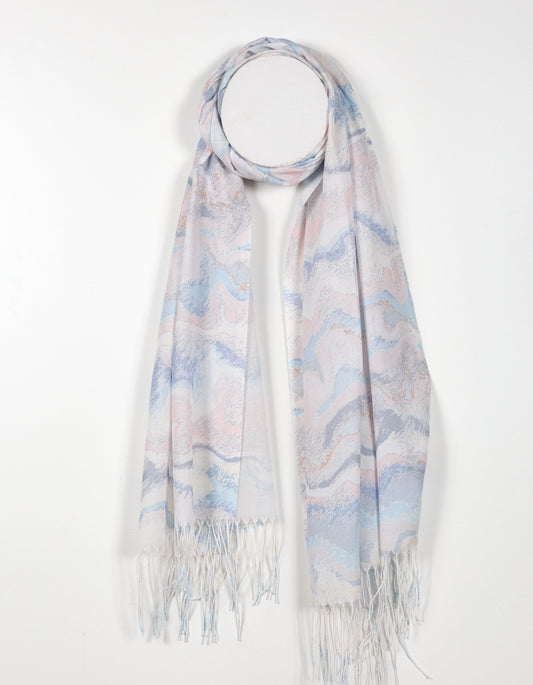 Pink Pastel Swirl Print Scarf