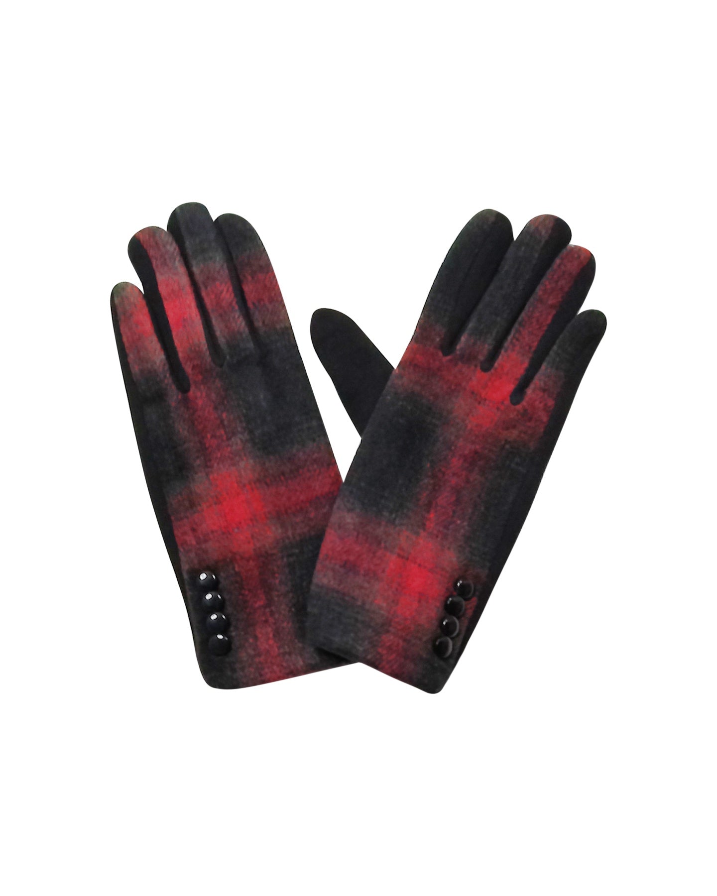 Gants à Carreaux Rouges et Noirs avec Fonction Tactile
