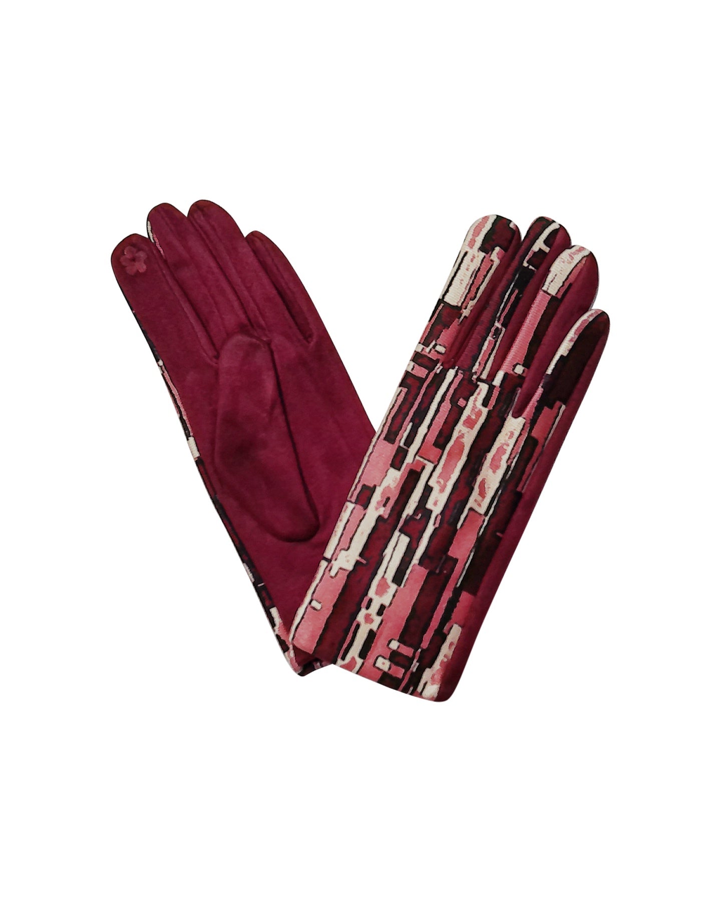 Patterned Fuchsia Gloves with Touchscreen Compatibility