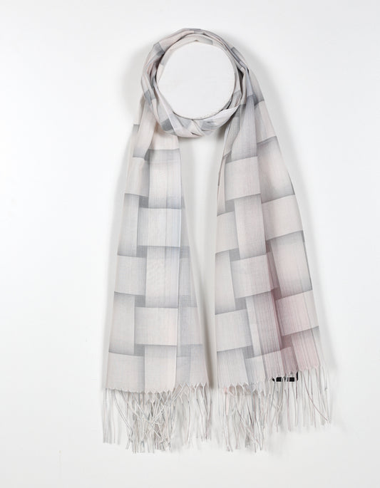 Beige Pastel Basketweave Print Scarf