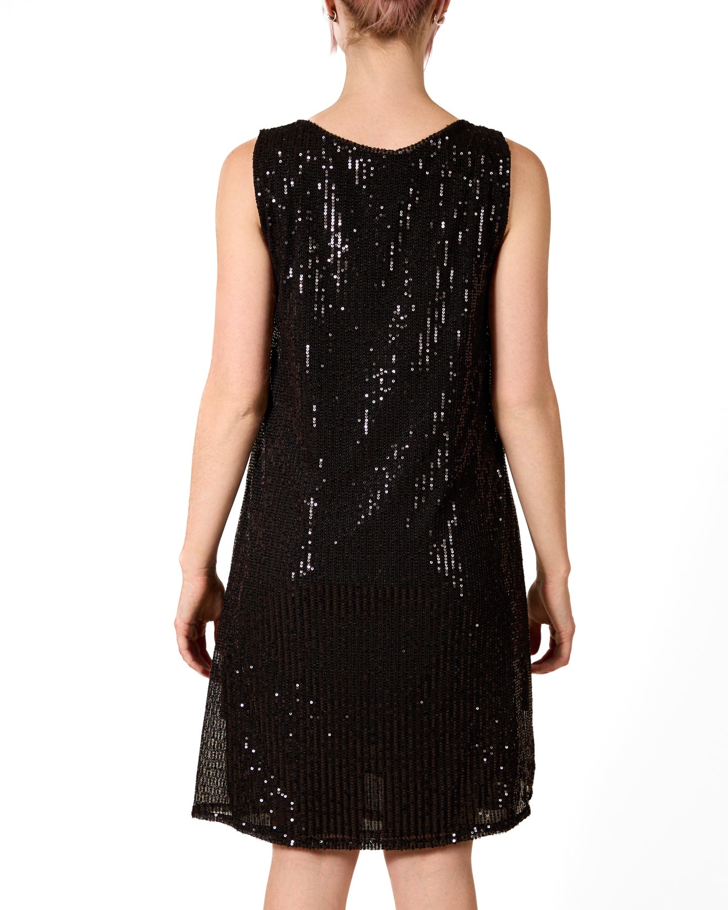 Ebony Boat Neck Sleeveless Sequin Dress