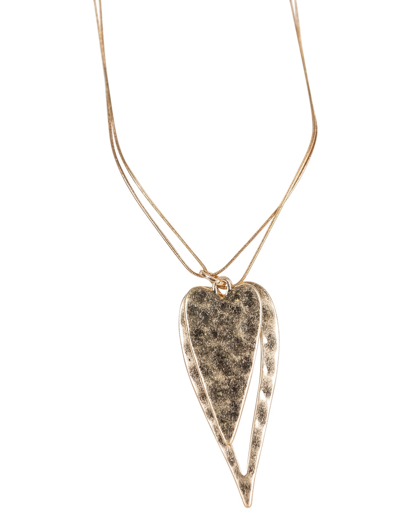 Gold Textured Heart Pendant Necklace
