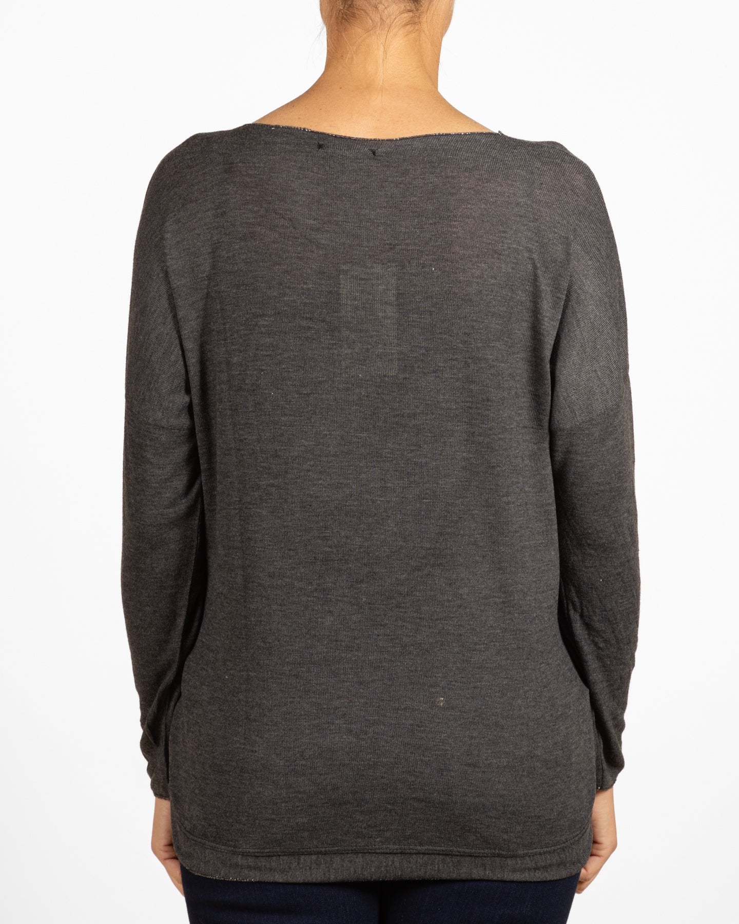 Black Boat Neck Heart Signature Pullover