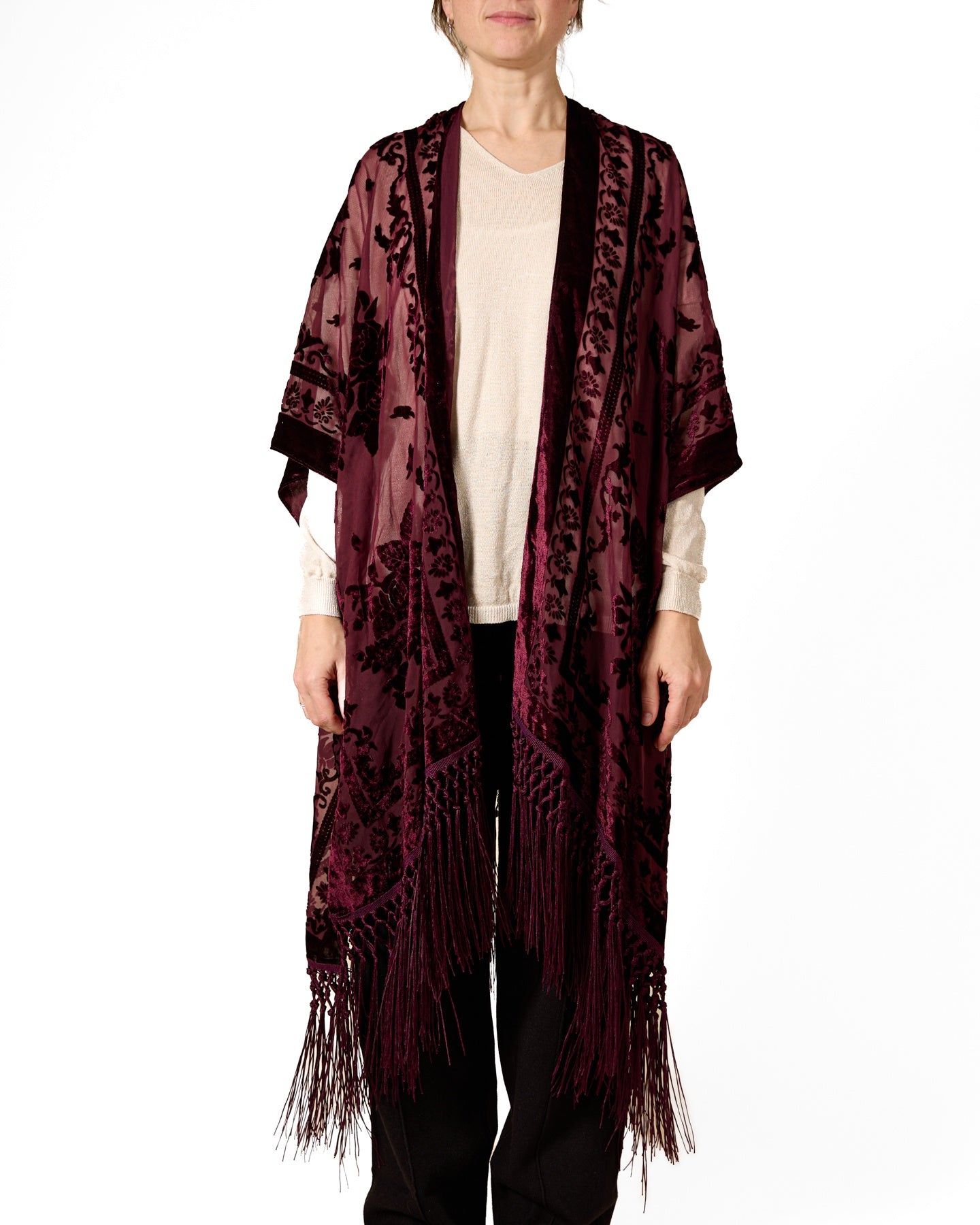 Velvet Kimono - Burgundy