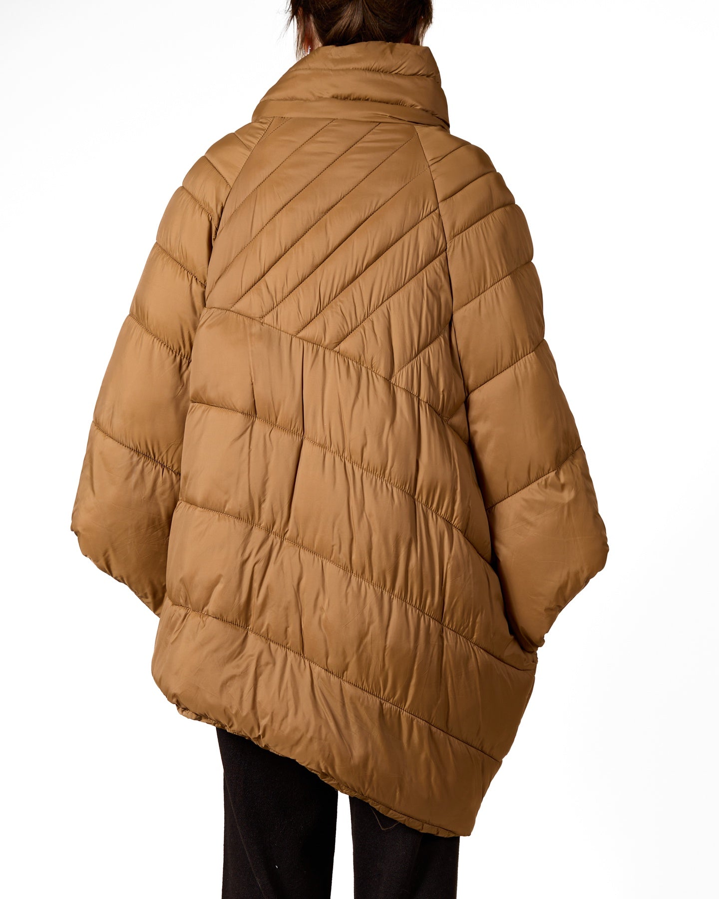 Butterscotch Zipper Detail Poncho Coat