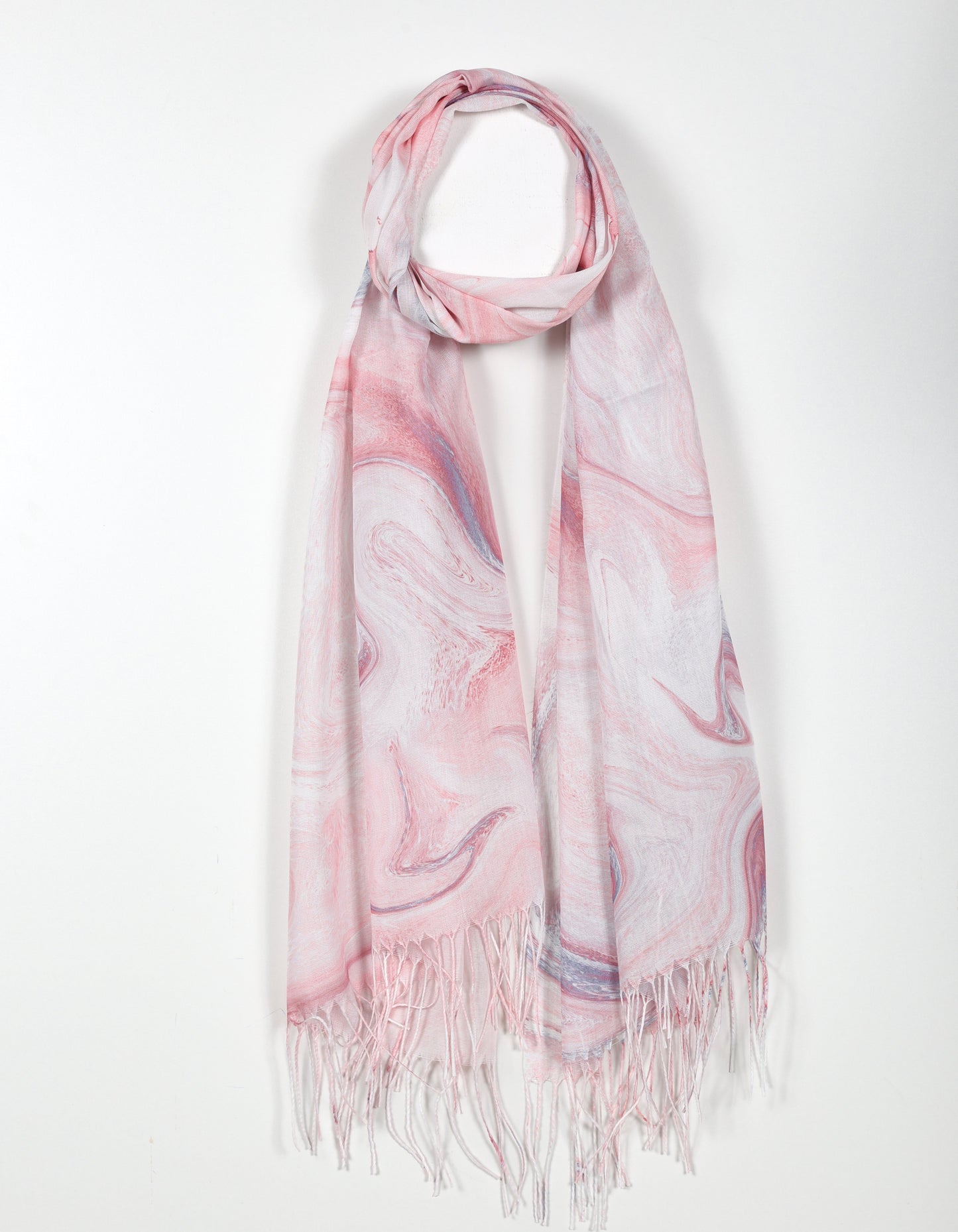 Soft Abstract Swirl Print Scarf in Pink