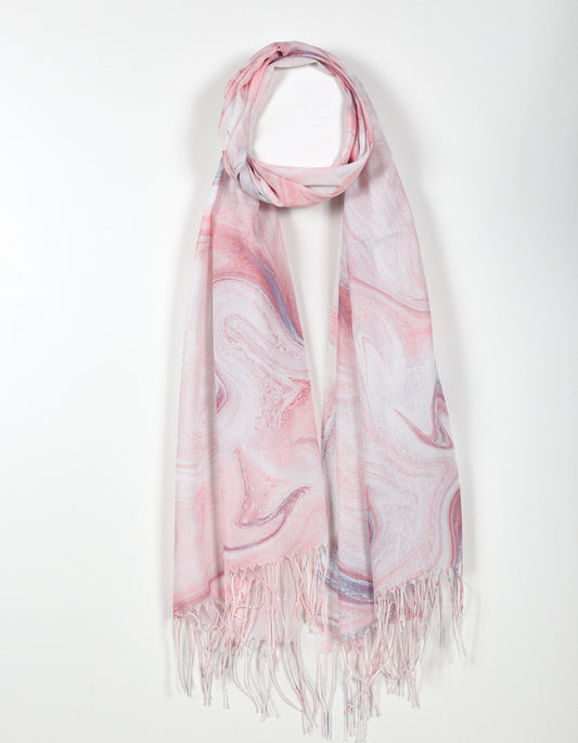 Soft Abstract Swirl Print Scarf in Pink