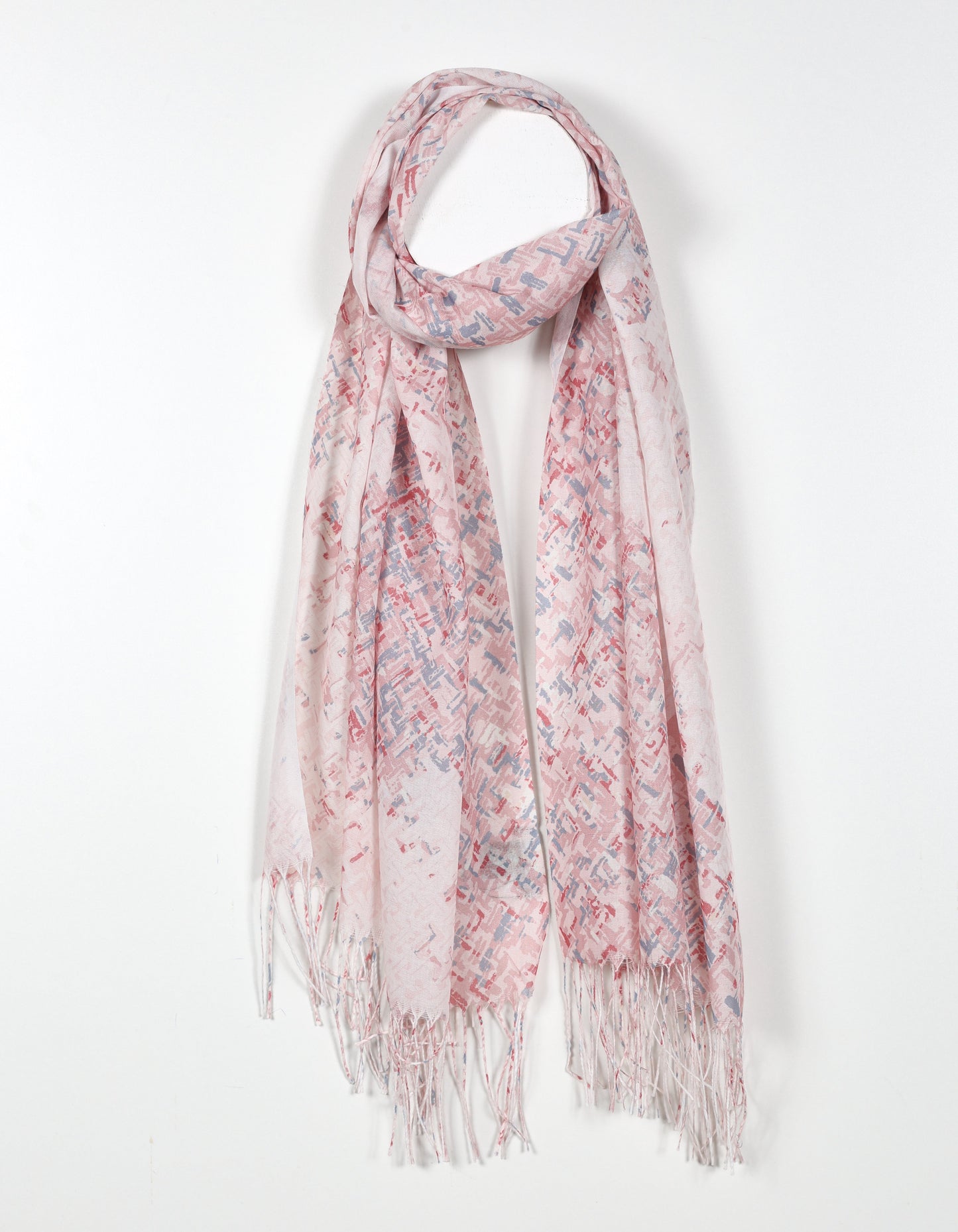 Lightweight Abstract Textured Print Scarf in Pink