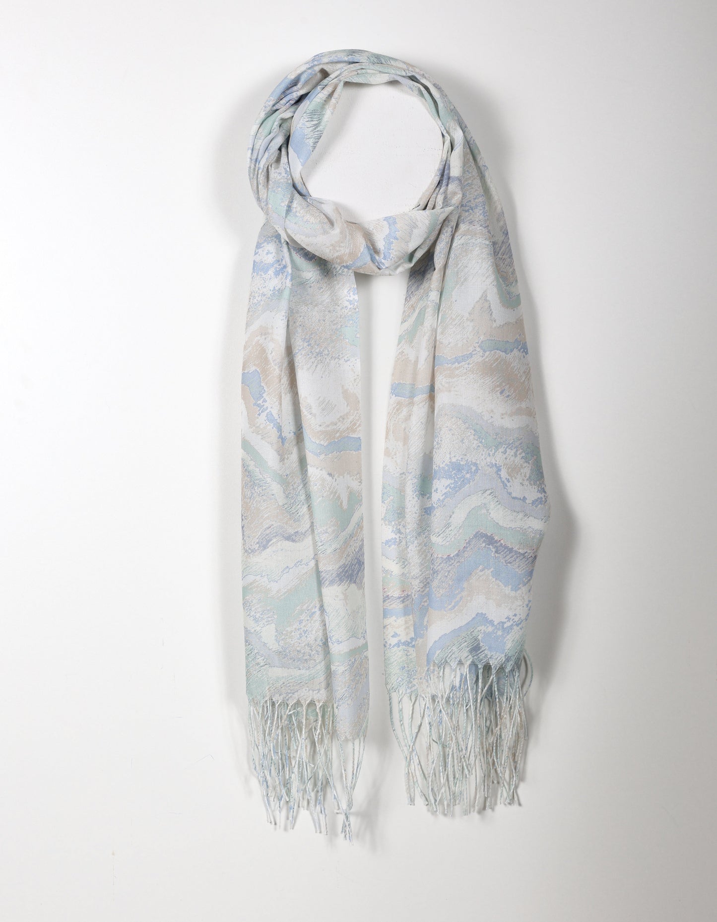Beige Pastel Swirl Print Scarf