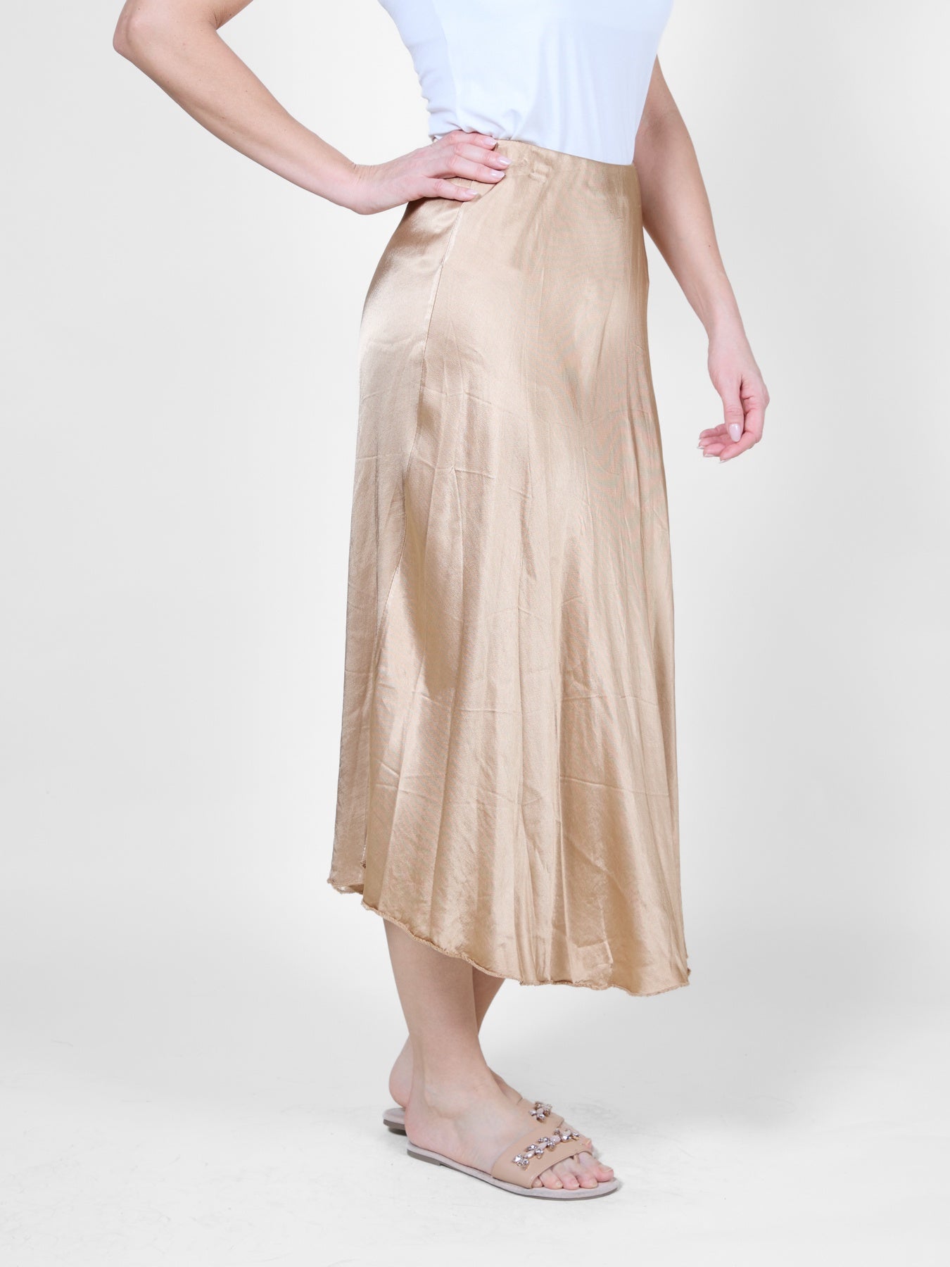 Tan Long Skirt with Subtle Sheen