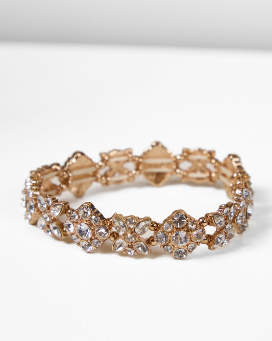 Floral Crystal Cluster Bracelet