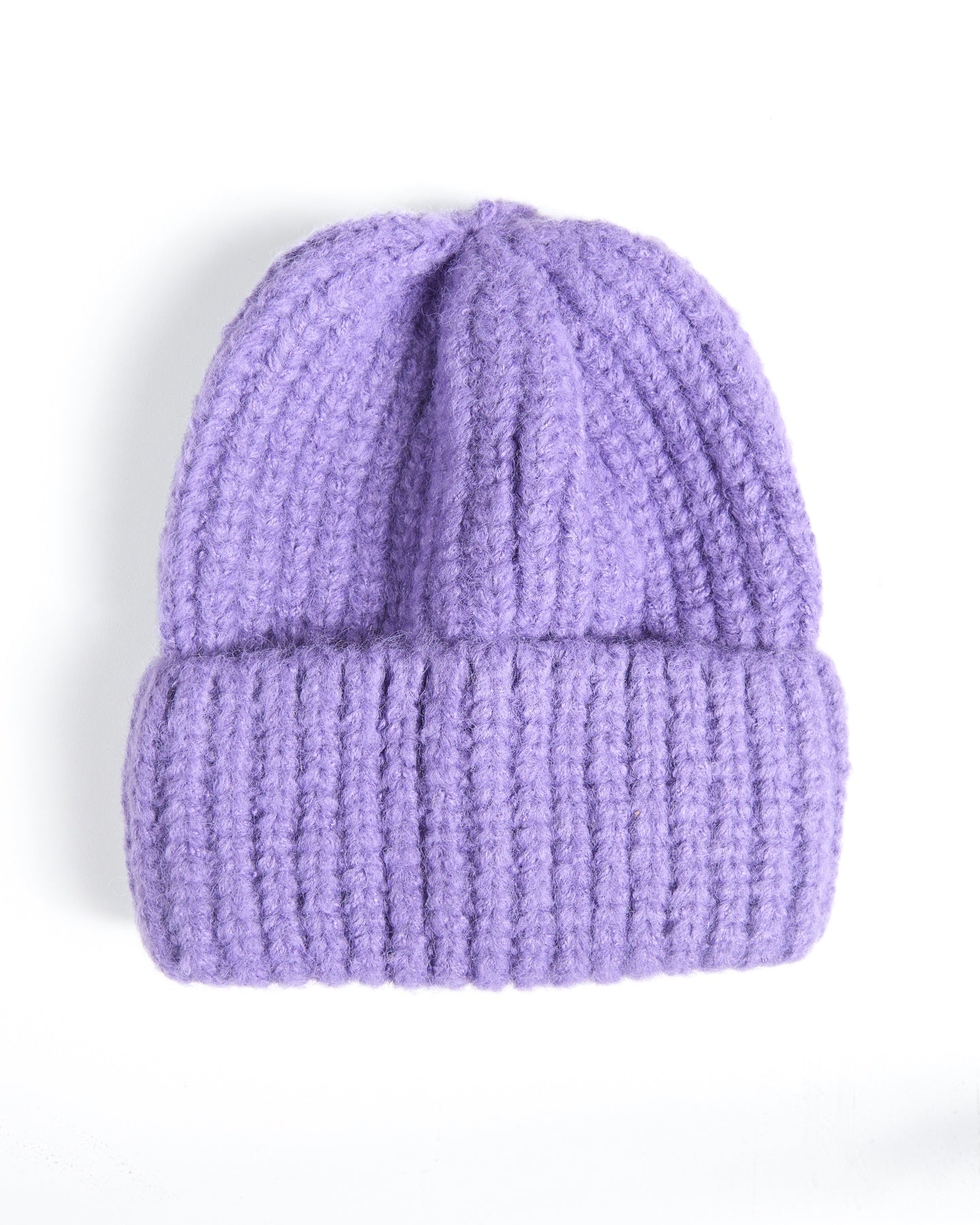 Purple Ribbed Knit Hat