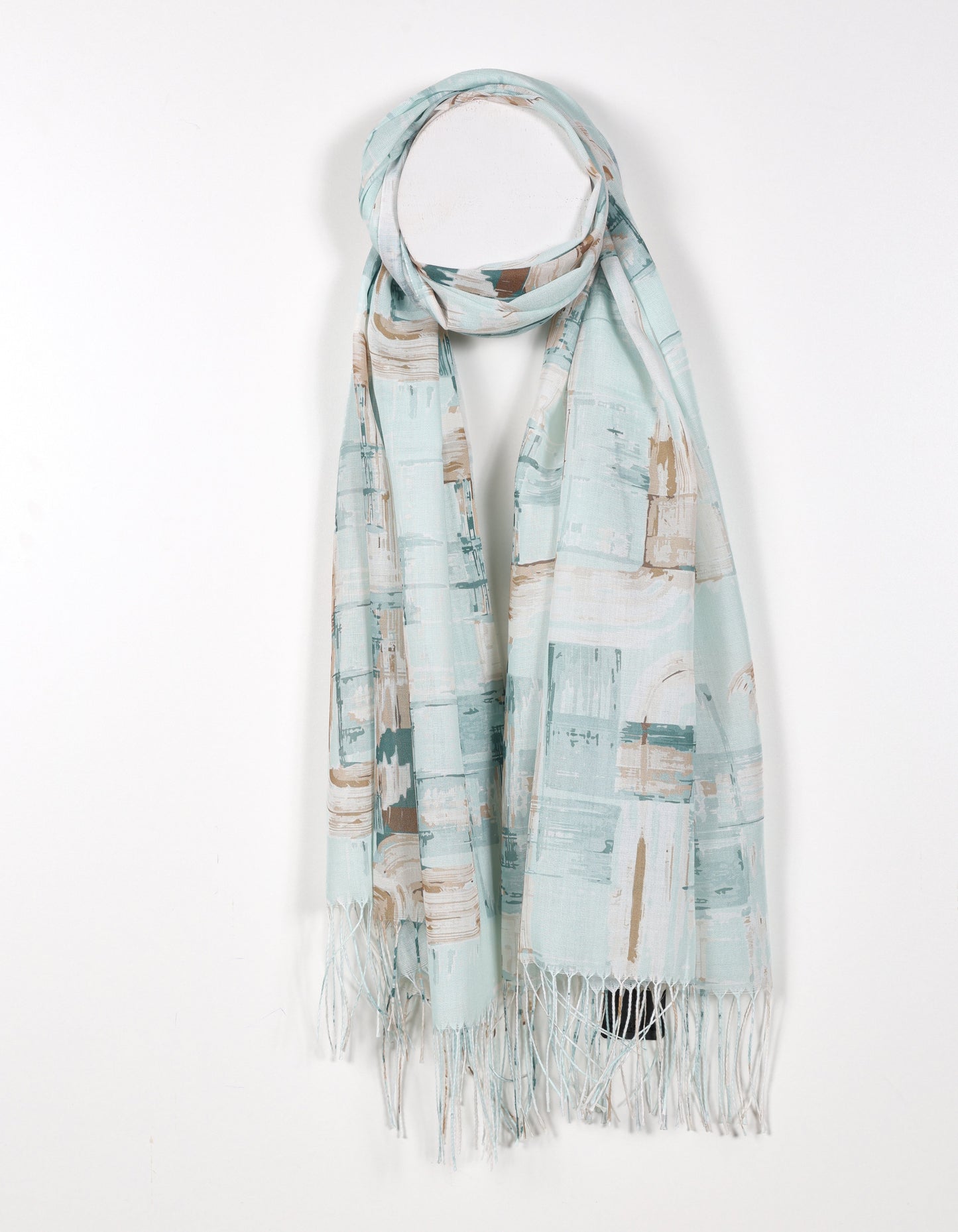 Green - Pastel Abstract Cubism Print Scarf