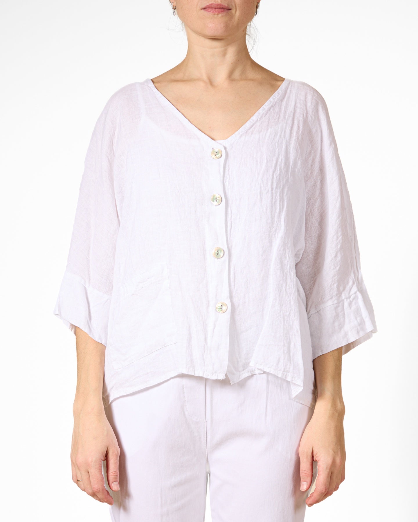 White V Opening Button Front Shirt