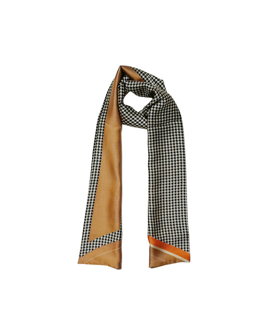 Reversible Houndstooth & Mustard Narrow Scarf