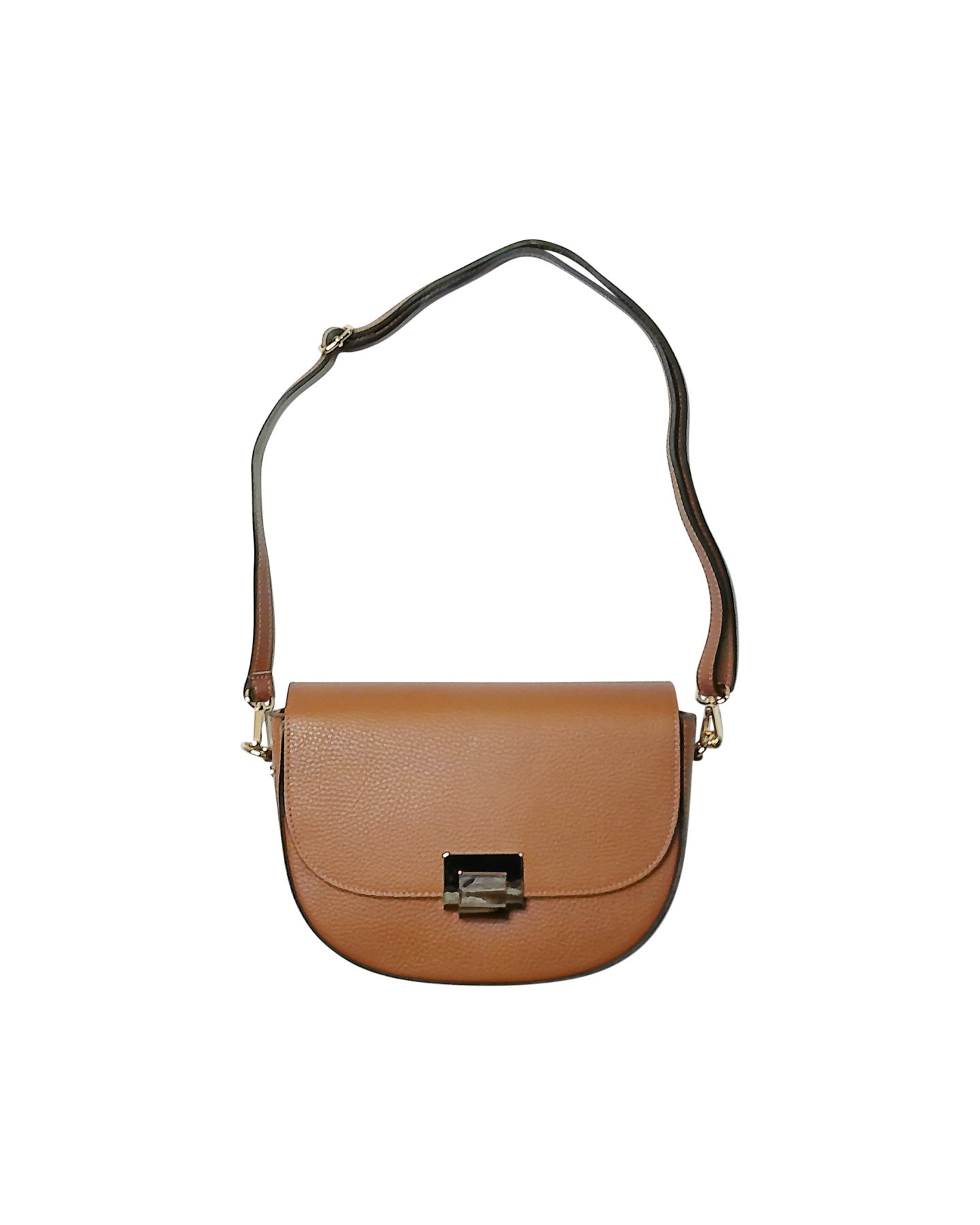 Tan Pebbled Leather Crossbody Bag