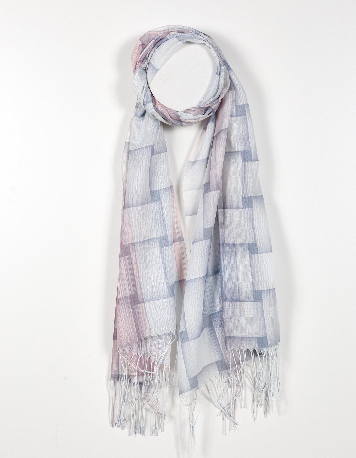 Écharpe blanche pastel à motif vannerie