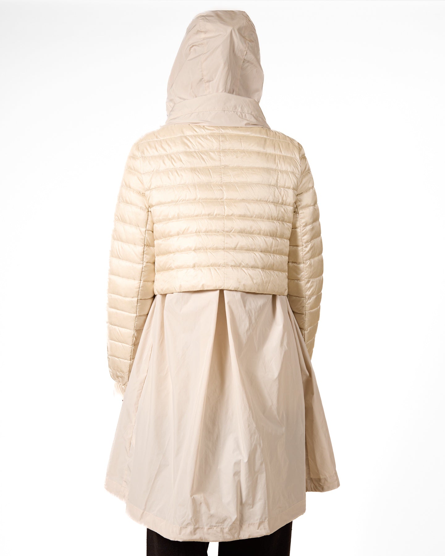 White Long Quilted Top Vest with Hood