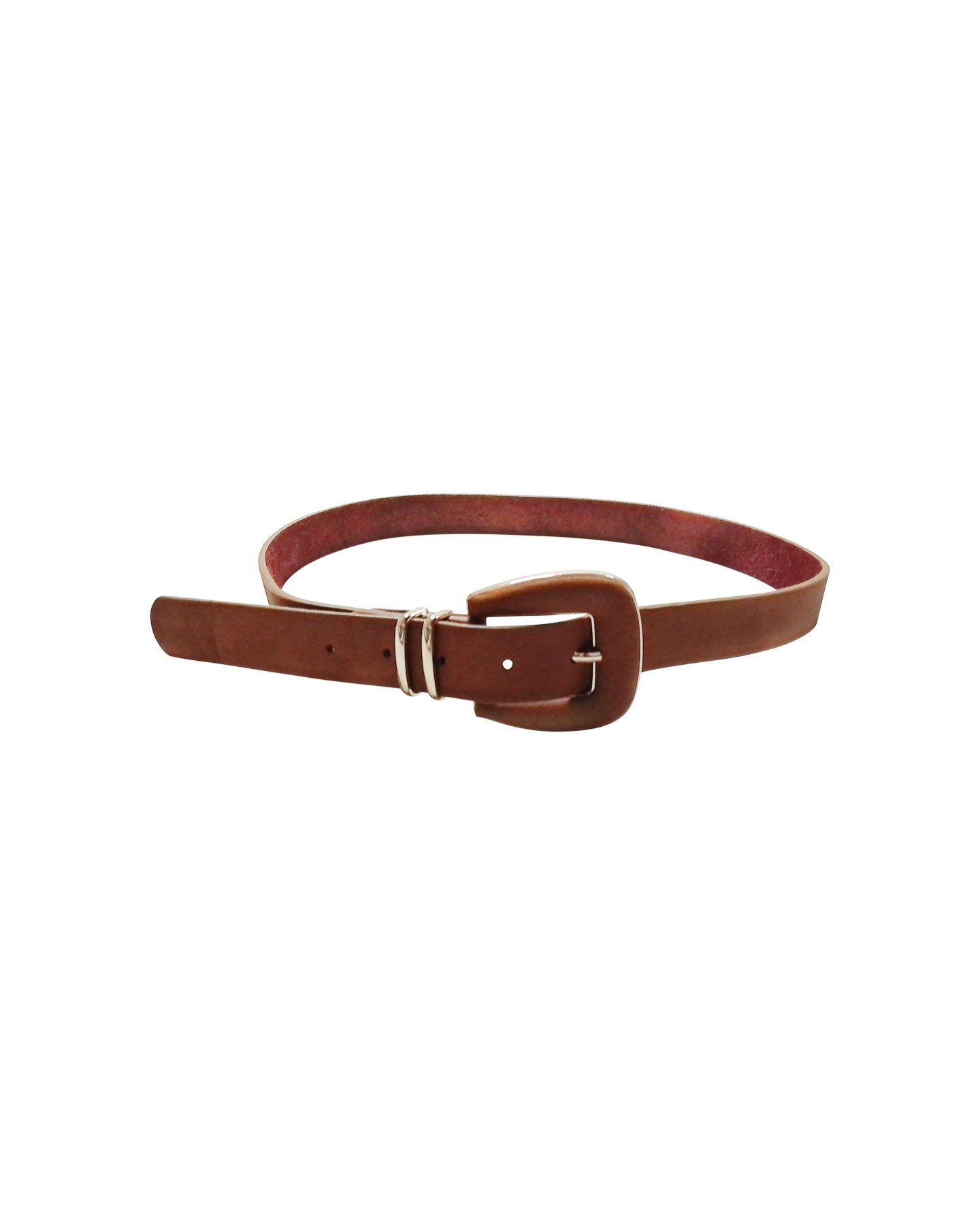 Brown Leather Belt with Gold Buckle