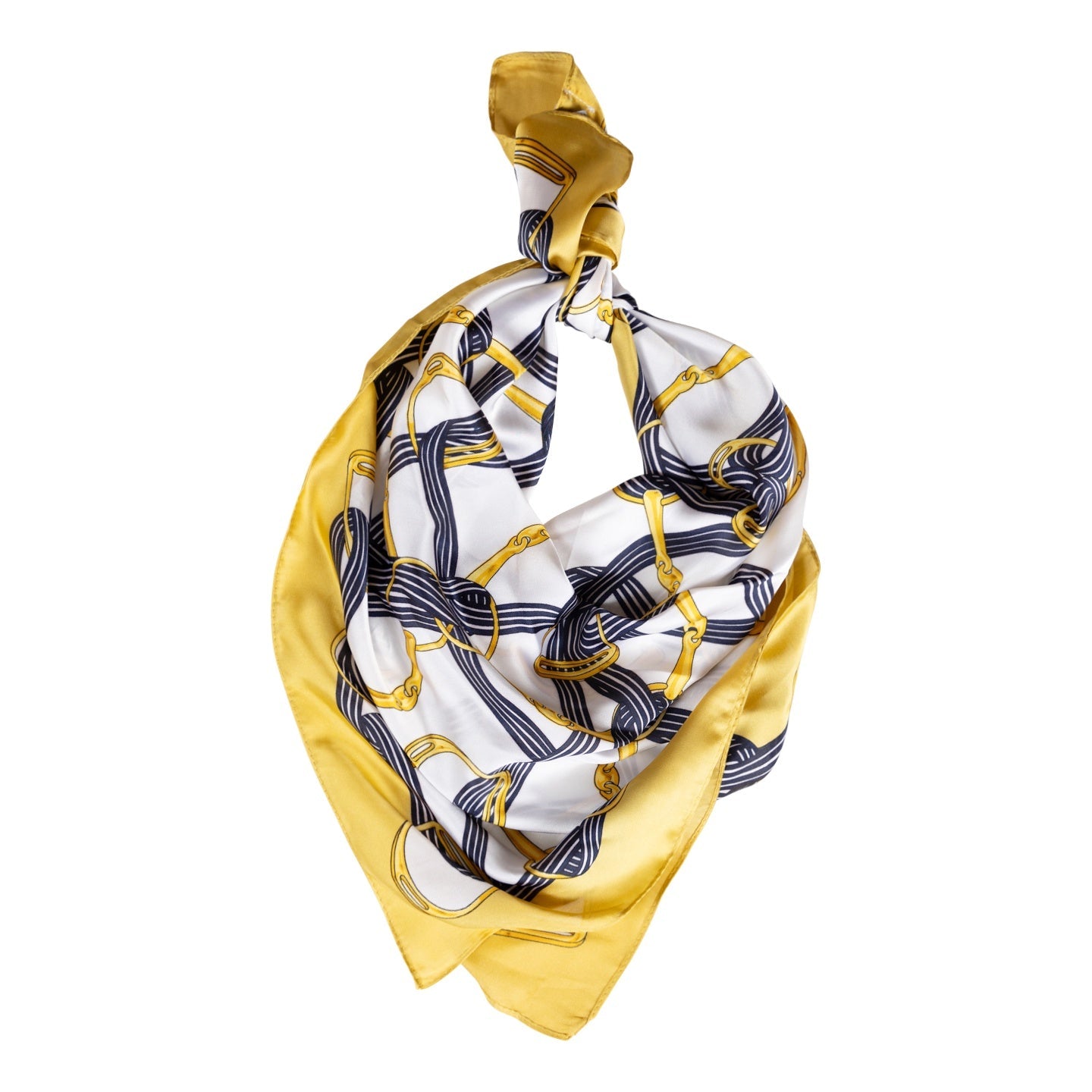 Écharpe carrée décorative à motif équestre jaune