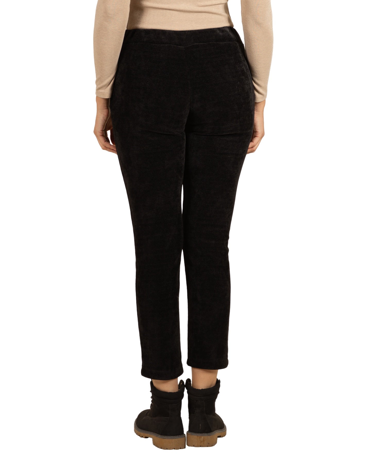 Black Pull On Drawstring Knit Fine Rib Jogger Pant