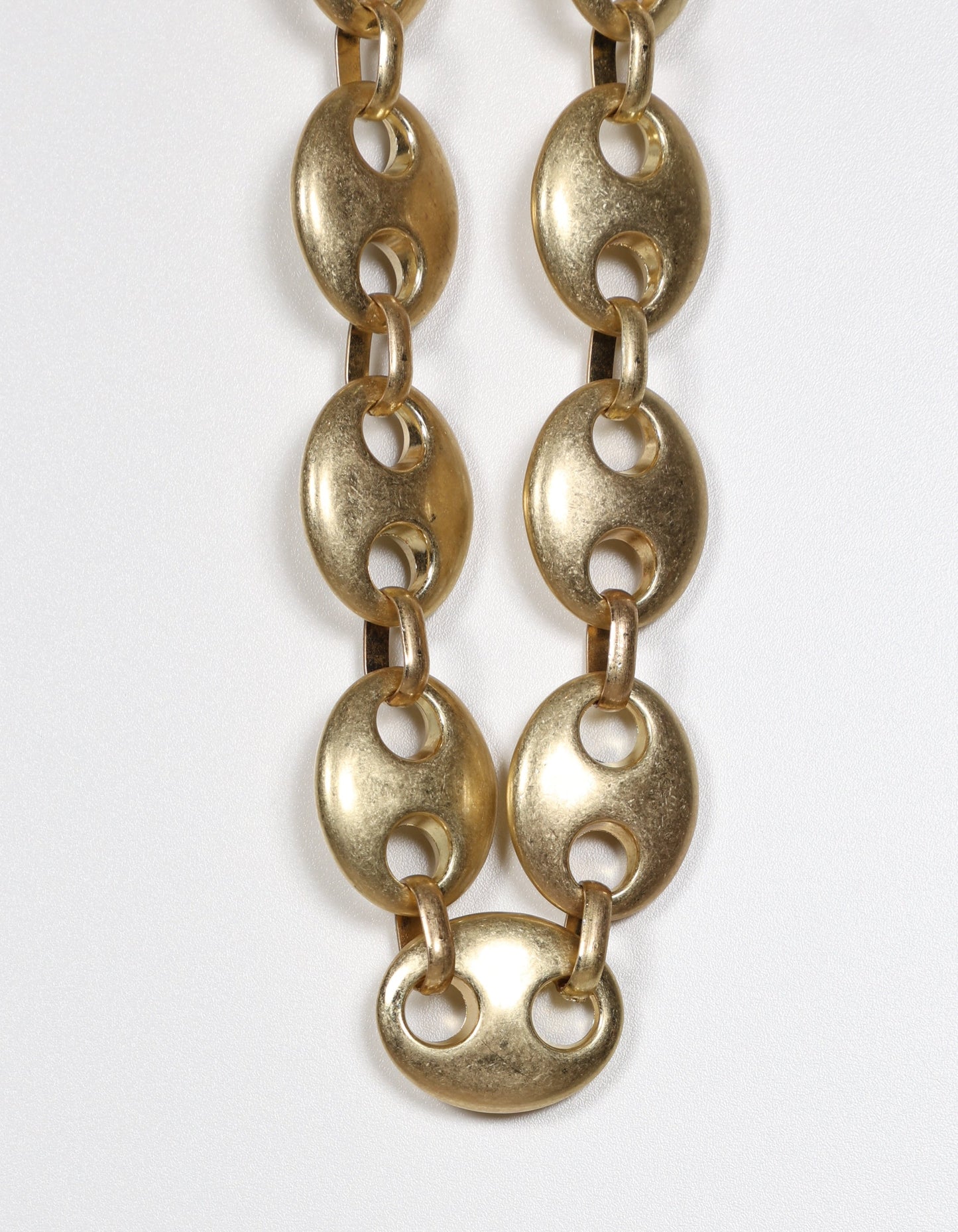 Gold Puffed Anchor Mariner Chain Necklace