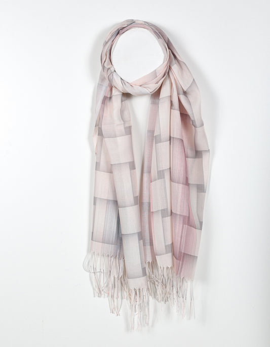Pink Pastel Basketweave Print Scarf