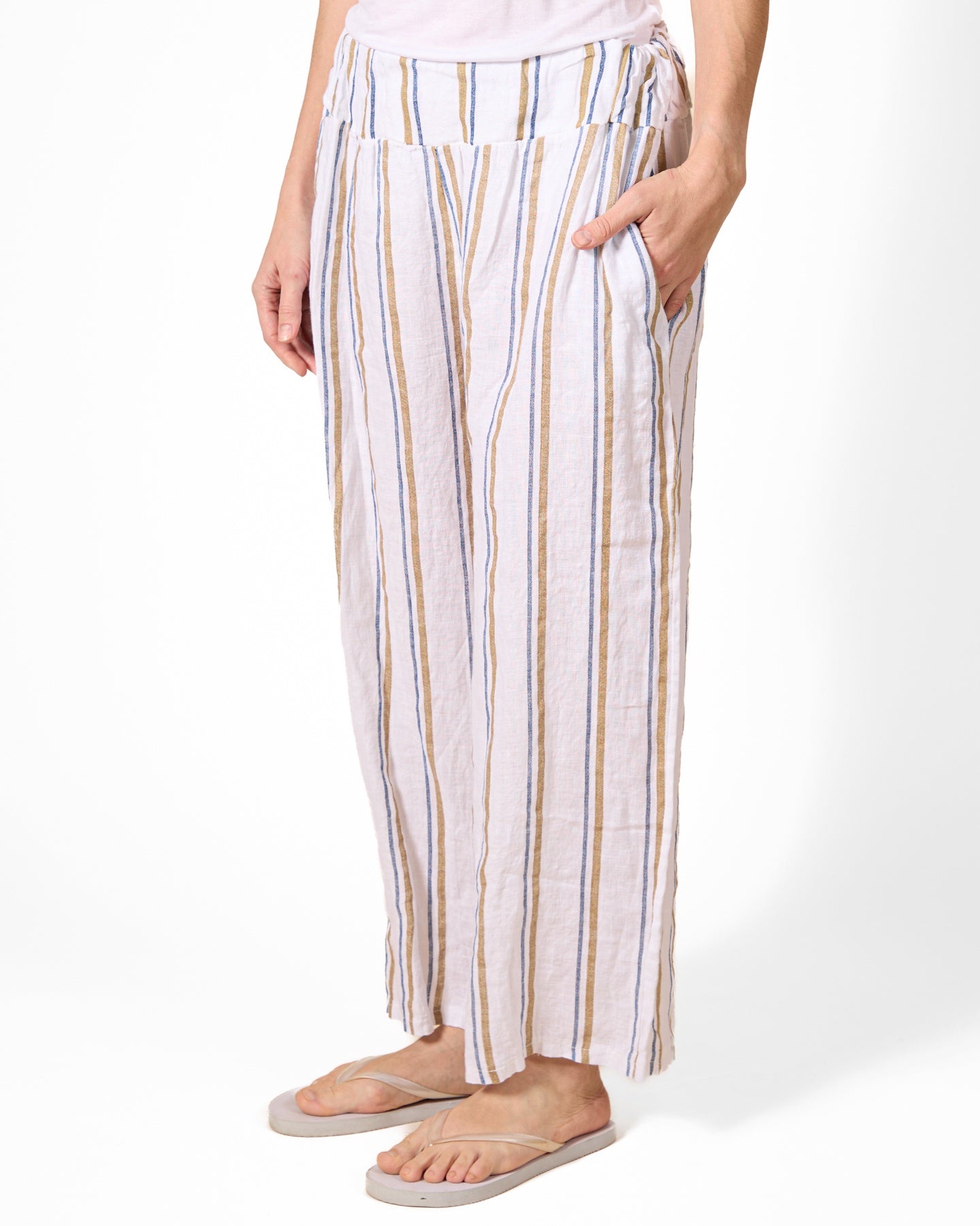 White Pull-On Stripe Pants