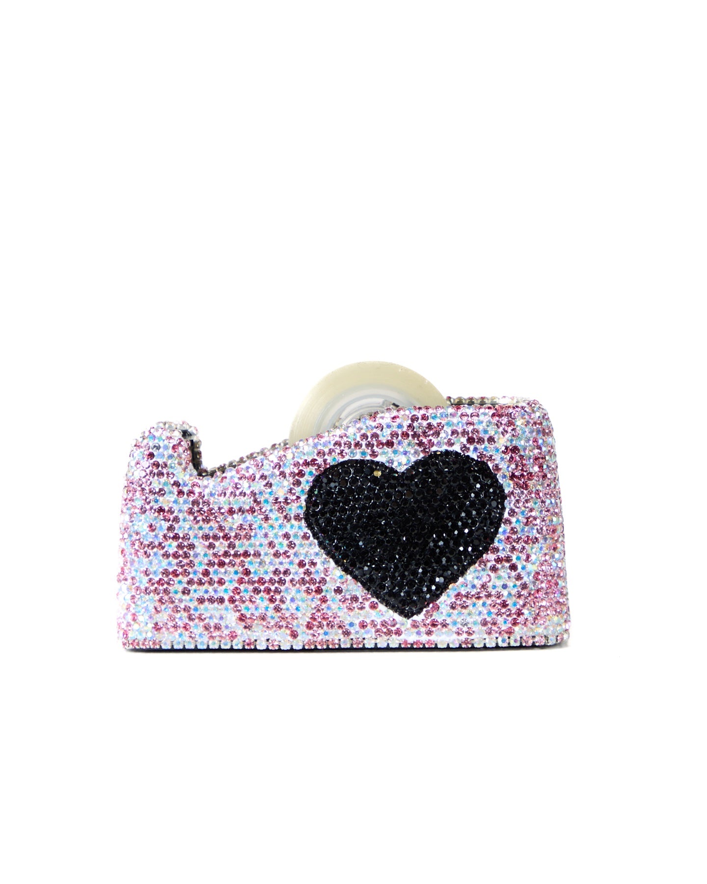 Swarovski Pink Tape Dispenser with Black Heart