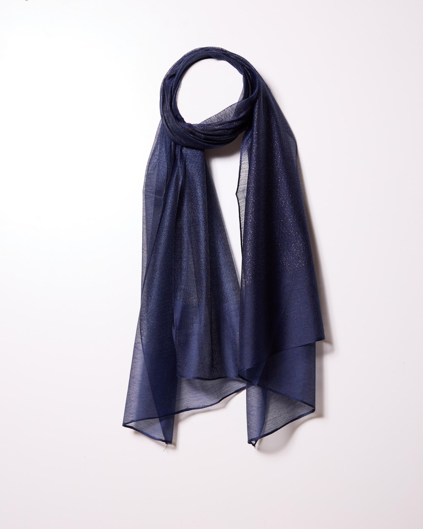 Navy Sheer Scarf with Sparkle Detail